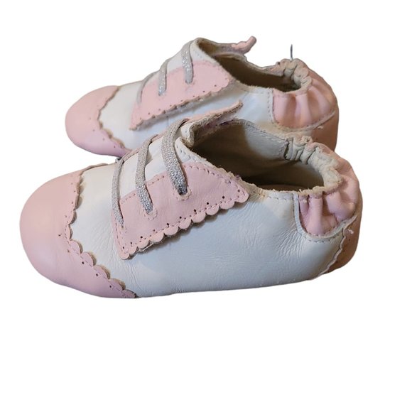 New Robeez Mini Shoez Pink white Slip on Slip on Slippers Shoes elastic backs - Picture 2 of 6